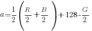 a = 1/2(R/2+B/2)+128-G/2