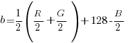 b = 1/2(R/2+G/2)+128-B/2